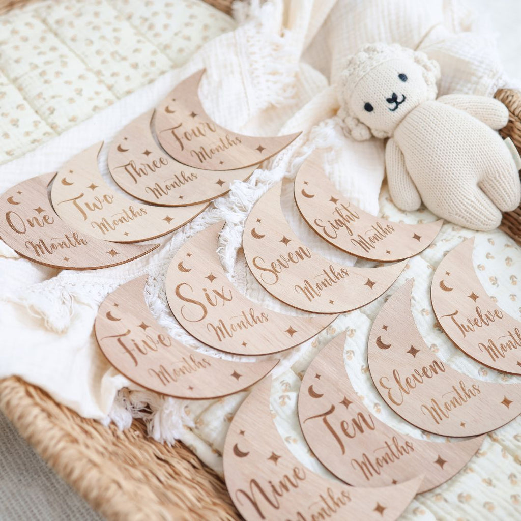 Wooden Month-by-Month Baby Milestone Set  Bellamoon   