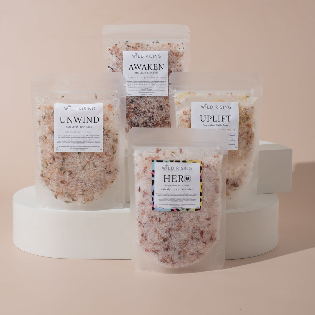 Unwind - Chamomile and Neroli Bath Salts 125g  Wild Rising Skincare   