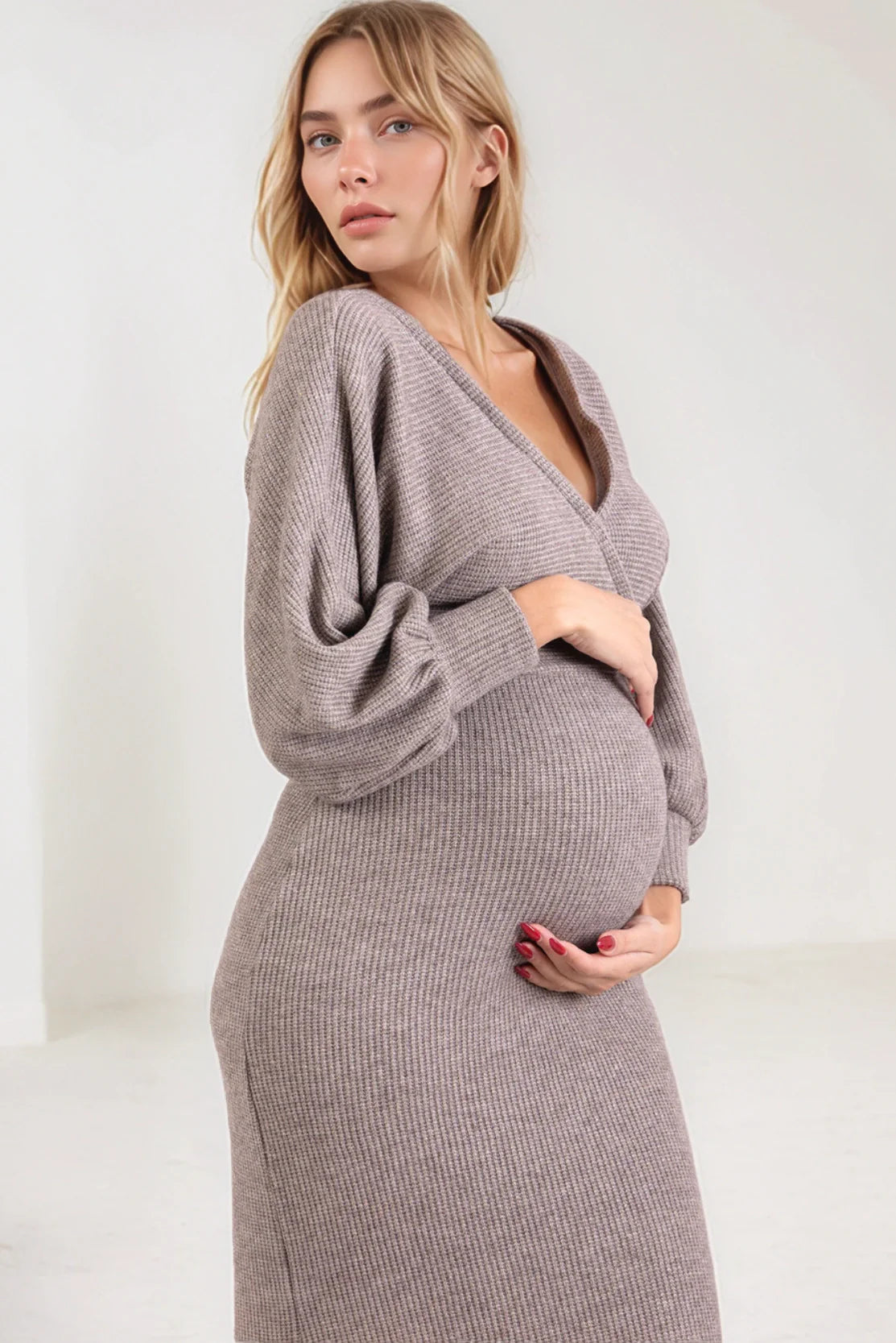 maternity winter dresses uk OUGES Maternity Jumper Dress for Women UK Long Winter Dresses Pleated Elegant Sweater Casual Knit Dress Fall-M Beige : Amazon.co.uk: Fashion