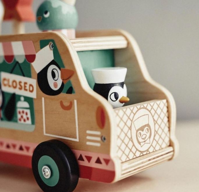 Penguin's Gelato Van wooden transport Tender Leaf Toys   