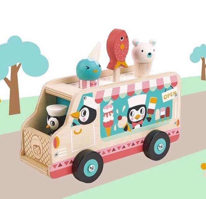 Penguin's Gelato Van wooden transport Tender Leaf Toys   