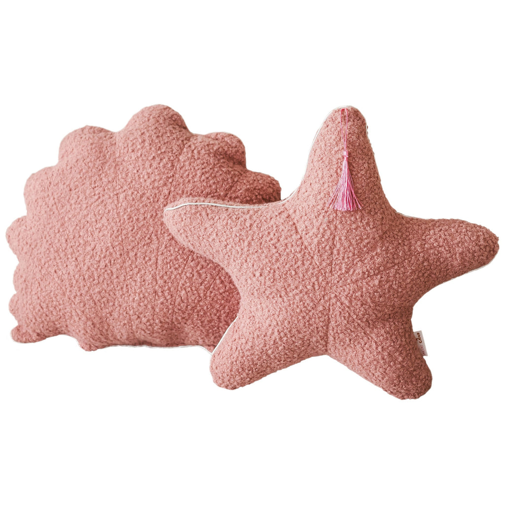 MINICAMP Boucle Seashell & Starfish Throw Pillows in Rose | Set of 2 Decorative minicamp   