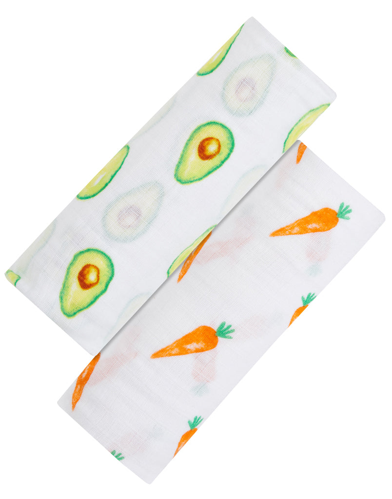 Organic Swaddle Set - First Foods (Avocado & Carrot) Swaddles & Blankets Malabar Baby   