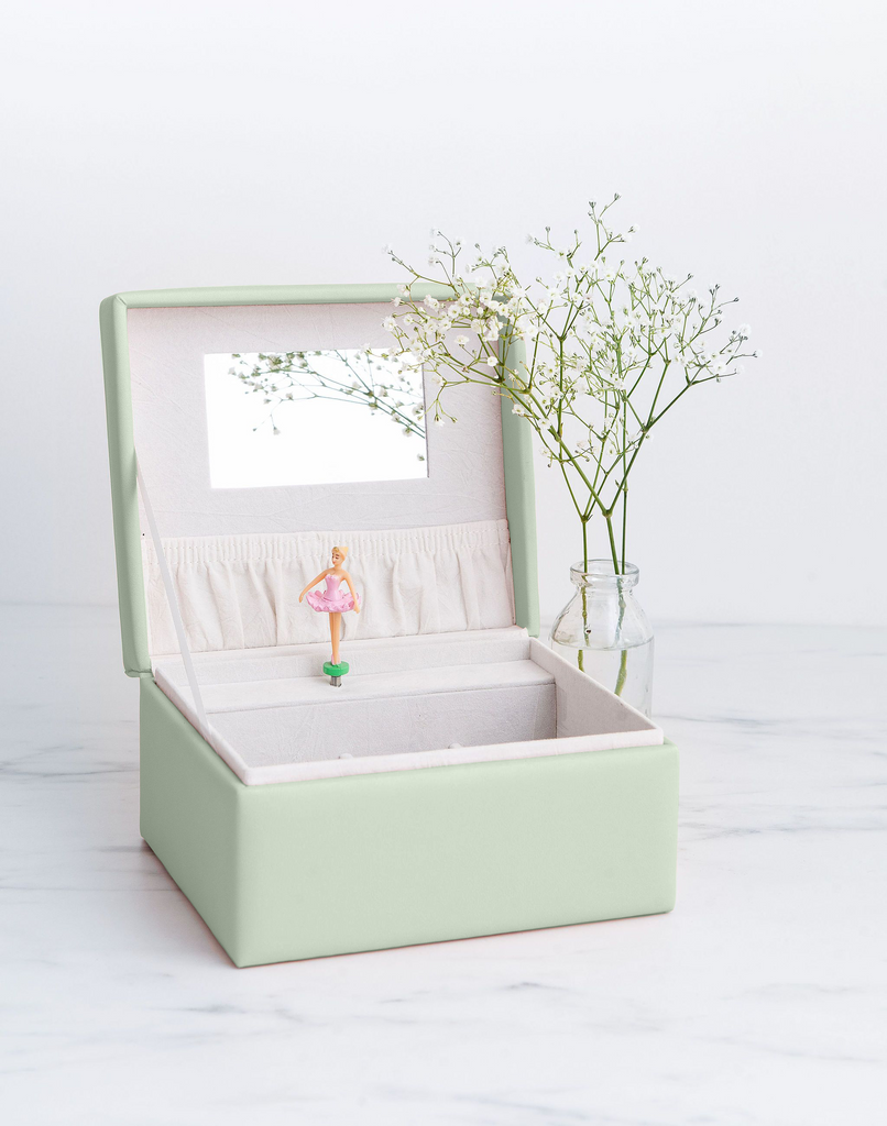 Musical Jewellery Box in Sage Green Jewellery meminio   