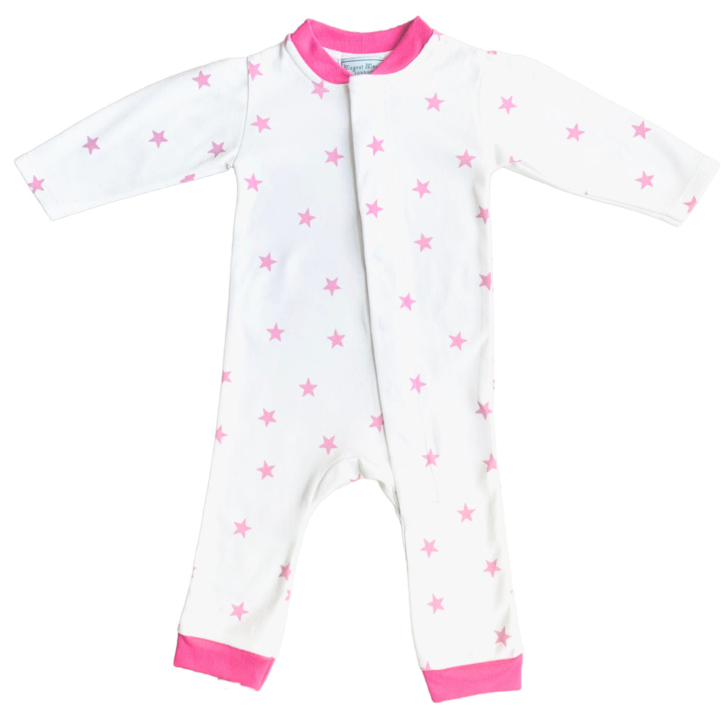 Raspberry Pink Star Footless Romper Babygrow Magnet Mouse 3m Pink 