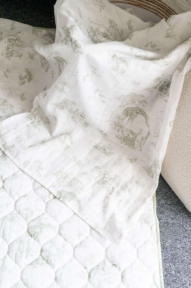 Safari Toile X-Large Muslin Swaddle Muslin Swaddle The Gilded Bird   