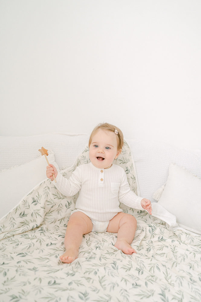 Linen Leaves Bamboo Baby Blanket Bamboo Blankets The Gilded Bird   