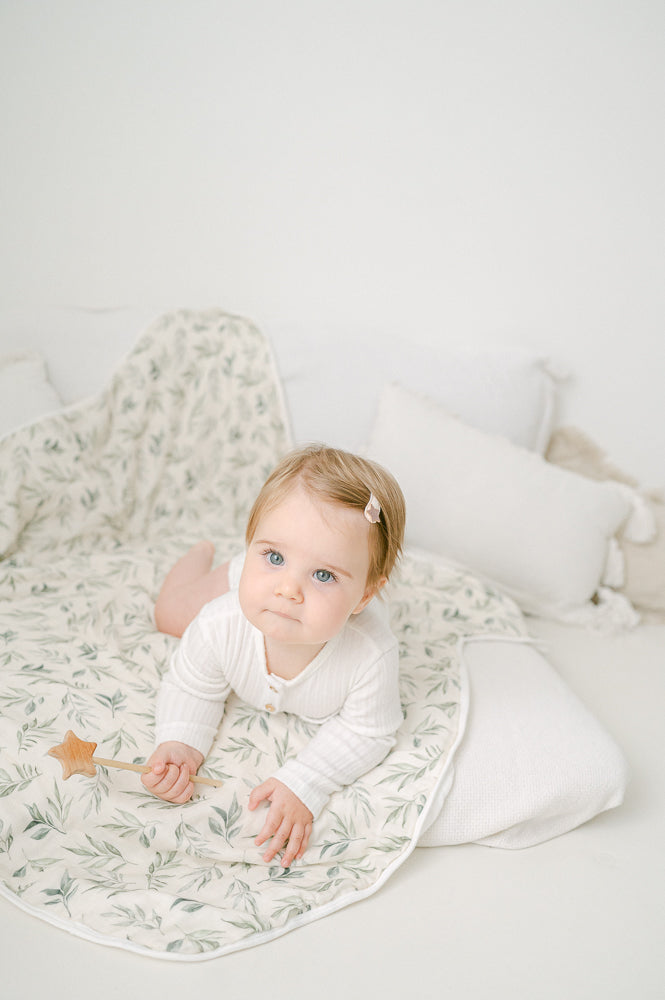 Linen Leaves Bamboo Baby Blanket Bamboo Blankets The Gilded Bird   