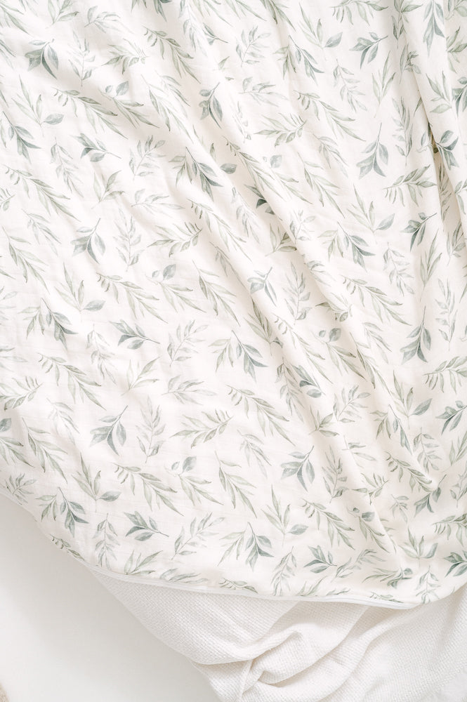 Linen Leaves Bamboo Baby Blanket Bamboo Blankets The Gilded Bird   