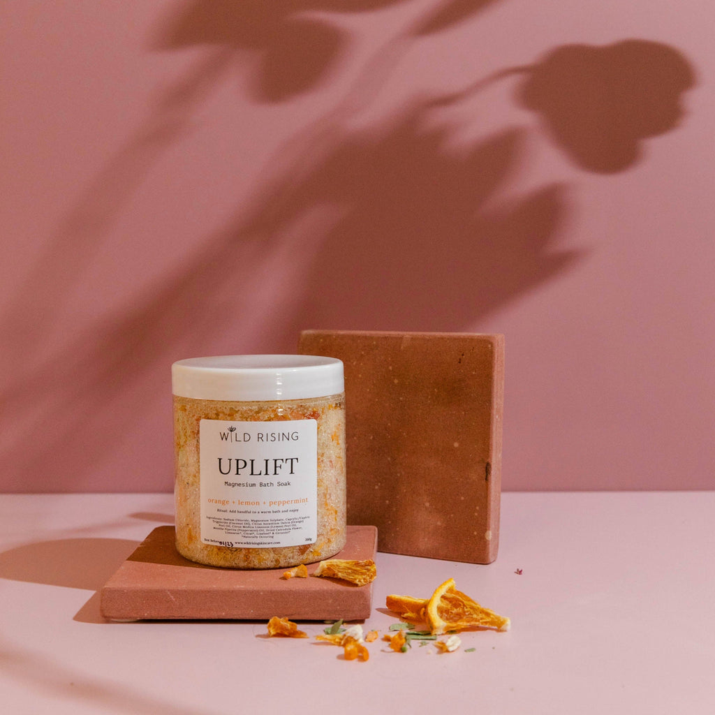 Uplift - Orange, Lemon and Peppermint Bath Salts  Wild Rising Skincare   